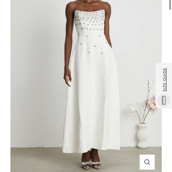 Miss Rosier Dresses & Skirts - Miss Rosier White Strapless Embellished Maxi Dress